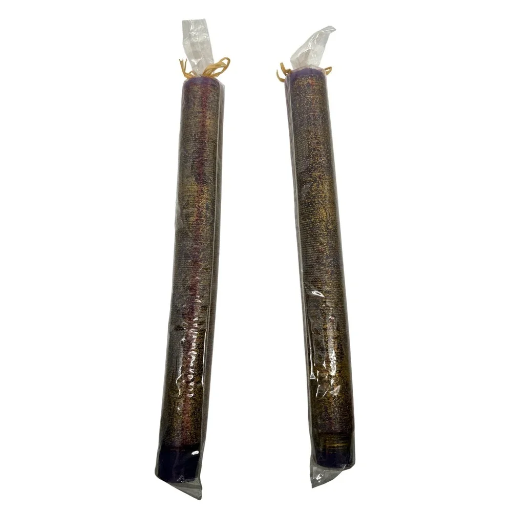 Purple Candles with Gold Tone Set of 2‎ Taper Candles 8 Inch Tall Home Decor